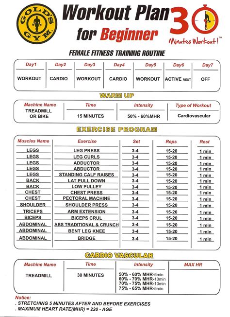 Golds Gym Workout Chart Pdf - WorkoutWalls