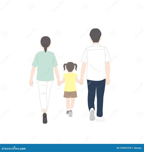 Family Walking Hand in Hand. Stock Vector - Illustration of girl ...