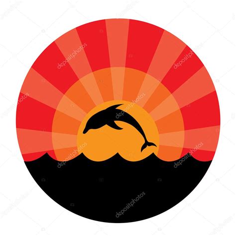 Silhouette of dolphins at sunset — Stock Vector © Lillllia #1903790