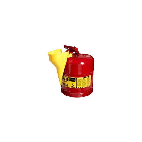 JUSTRITE 7150110 5 Gallon Red Safety Gas Can with Funnel