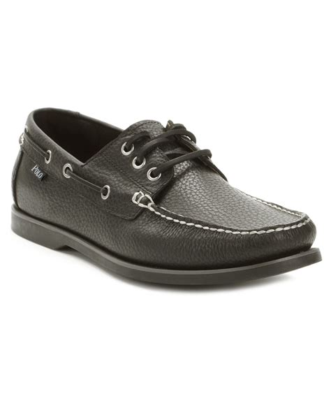 Lyst - Polo Ralph Lauren Bienne Tumbled Leather Boat Shoes in Black for Men