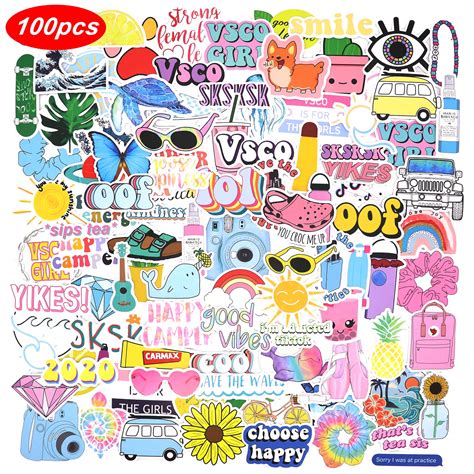 Buy 100 Pink VSCO Stickers, Aesthetic Stickers, Cute Stickers, Laptop Stickers, Vinyl Stickers ...