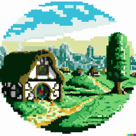 The shire from Lord of the rings, pixel art painting, 14 colors : r/dalle2