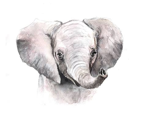 Baby Elephant Watercolor Print Art print Nursery Art