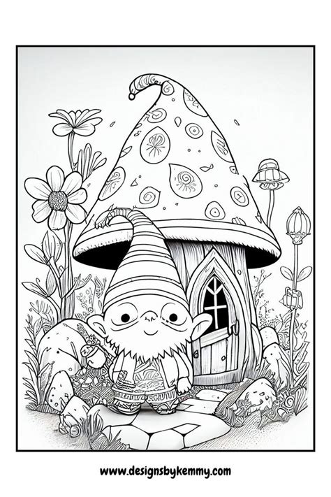 Spring Gnome Coloring Pages | Spring Coloring Printable | Designs By ...