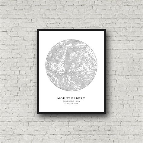 Mount Elbert Topographic Map Mt Elbert Map Mount Elbert | Etsy