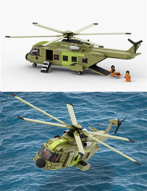 MOC of a EH101 Merlin Rescue Helicopter : r/lego