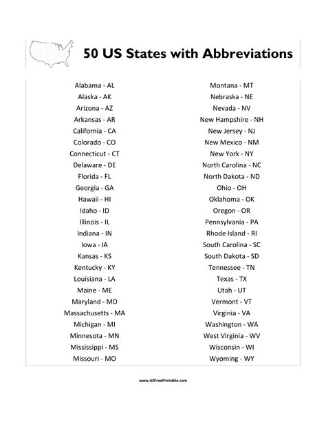 50 States List Printable - Printable Word Searches