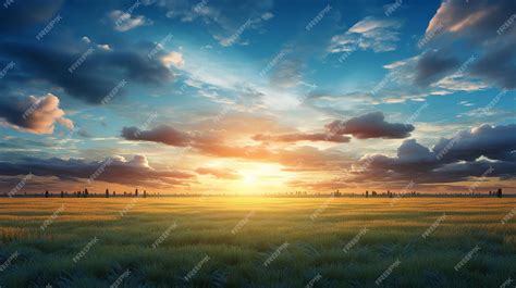 Premium AI Image | sunrise and blue sky with meadow