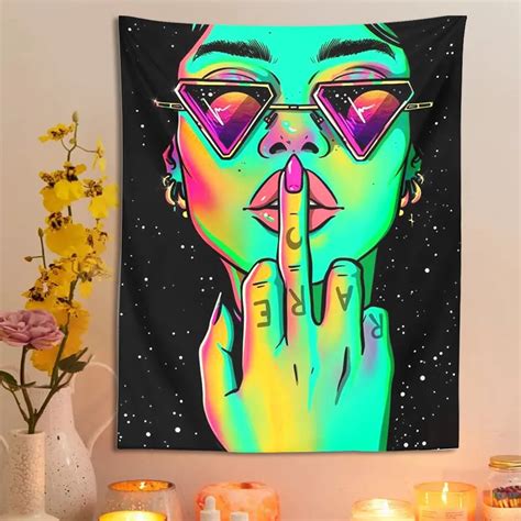 Girl Art Hippie Tapestry Psychedelic Weird Decorative Oil Painting ...