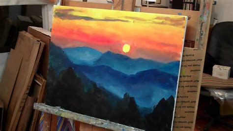 Paint a Mountain Sunset in Acrylics - YouTube