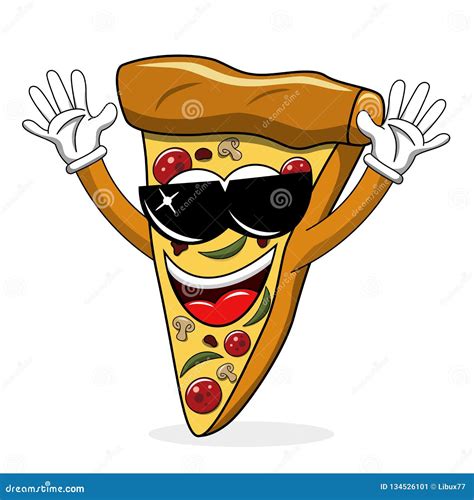 Pizza Slice Cartoon Funny Sunglasses Cool Isolated Stock Vector - Illustration of meal, happy ...