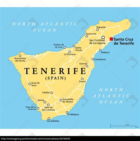 Tenerife island political map part of the Canary - Stock Photo - #30740945 | PantherMedia Stock ...