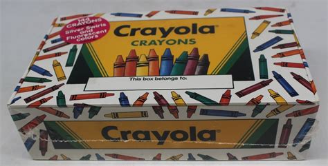 Crayola Crayons Box with 144 Crayon Colors Silver Swirls Flourescent ...