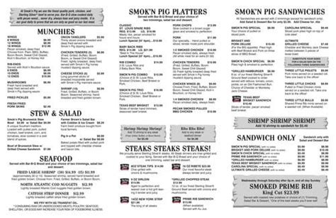 Smok'n Pig BBQ menu in Valdosta, Georgia, USA