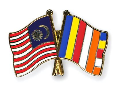 Crossed Flag Pins Malaysia-Buddhism Flags