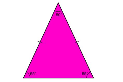 A isosceles triangle has 2 sides of the same length