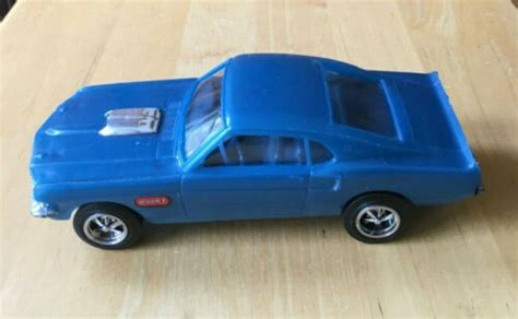 VINTAGE ANTIQUE BLUE FORD MACH 1 MUSTANG FAST BACK PROCESSED PLASTIC USA TOY CAR -- Antique ...