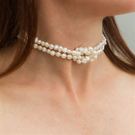 Pearl Love Knot Choker Necklace By Bish Bosh Becca