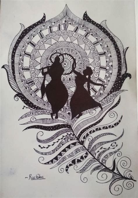 Radha krishna mandala drawing