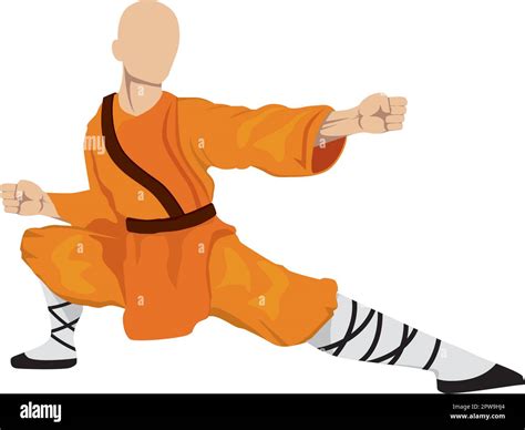 Shaolin Monk with Kung Fu Move Illustration Stock Vector Image & Art - Alamy