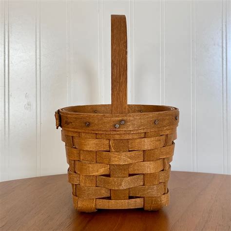 Vintage LONGABERGER Peg Basket 8-1/2 Hand Woven Wood - Etsy UK