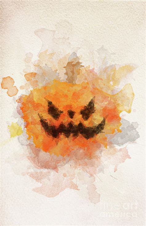 Halloween scary pumpkin in watercolor painting. Photograph by Michal Bednarek - Fine Art America