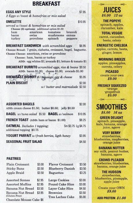 Hudson Café Menu, Menu for Hudson Café, West Village, New York City ...