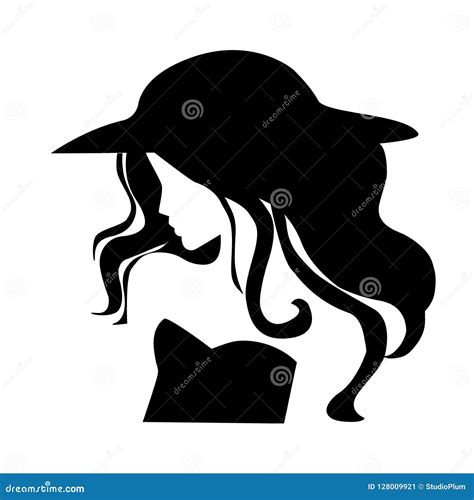 Silhouette of a Woman in a Black Hat Stock Vector - Illustration of ...