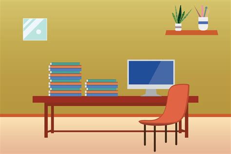 hogar oficina interior habitación antecedentes estudiar mesa, libros vector ilustración 20560521 ...