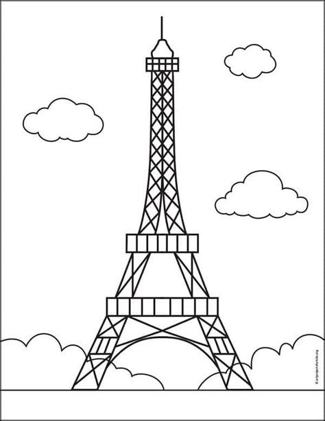 Easy How to Draw the Eiffel Tower Tutorial and Eiffel Tower Coloring Page Eiffel Tower Drawing ...