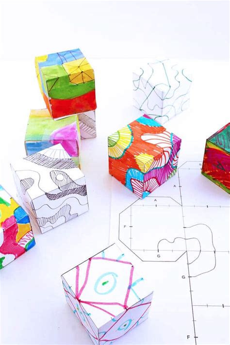 Doodle Cubes - A Fun Drawing and Sculpture Art Activity for Kids