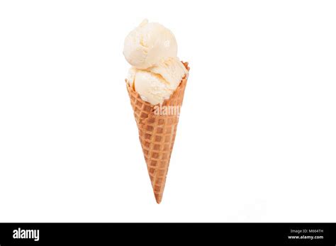 Vanilla ice cream cone on white background. Vanilla ice cream in wafer cup Stock Photo - Alamy