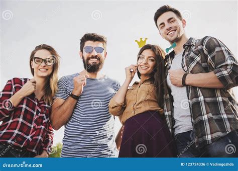 Young Happy People Have Fun Outdoors in Autumn. Stock Photo - Image of casual, college: 123724336