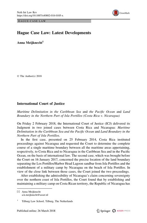 (PDF) Hague Case Law: Latest Developments