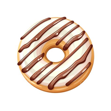 White Chocolate Donut With Brown Strip Illustration, White, Chocolate, Drawing PNG Transparent ...