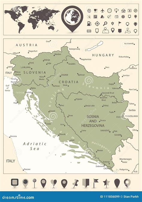 Western Balkans Map And Infographics Design Elements. On White Vector ...