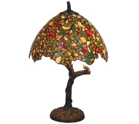 Handcrafted Tiffany Style Monarch Butterfly Tree 24" Table Lamp - Page 1 — QVC.com