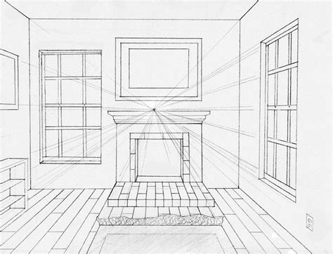 One Perspective Drawing, 1 Point Perspective Drawing, Perspective Drawing Architecture ...