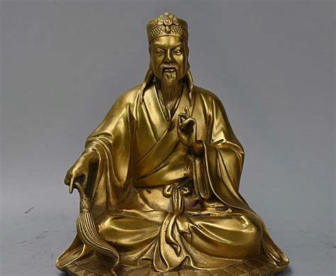 9" Chinese Brass Taoism Leader TaiShang Laojun Taoist Lao tzu God ...