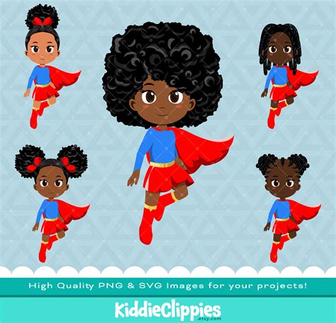 Black Superhero Girl Clipart PNG & SVG Scrapbook, Illustration, Girl ...