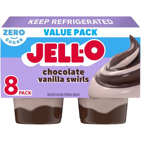 Jell-O Chocolate Vanilla Swirls Sugar Free Pudding Cups Snack Value ...