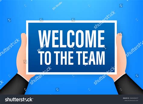 Welcome Team Cartoon Poster Hand Holding Stock Vector (Royalty Free ...