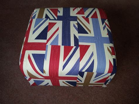 a british flag wrapped gift box on the floor