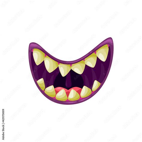 Monster mouth smiling vector icon, creepy jaws smile with sharp yellow ...