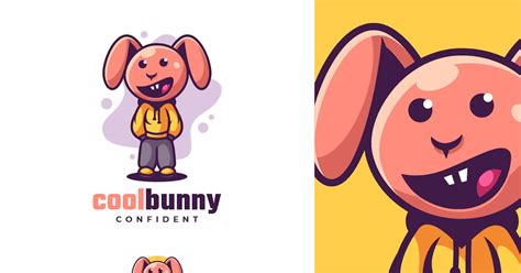 Cool Bunny Cartoon Character Logo by ivan_artnivora on Envato Elements