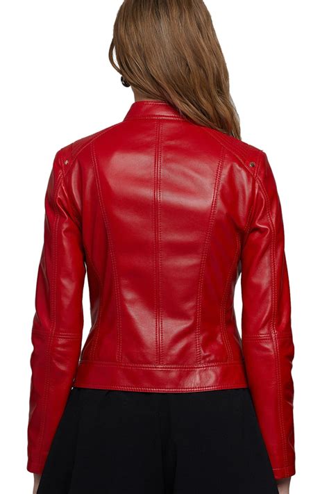 Emily Canham Women's 100 % Real Red Leather Sport Style Jacket