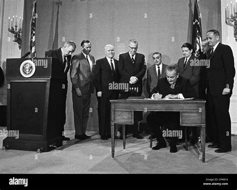 LBJ's Great Society programs. President Lyndon Johnson signing of Stock Photo, Royalty Free ...