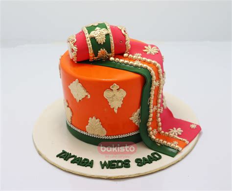 Orange and Green Dholki Cake in Lahore, Order Now!