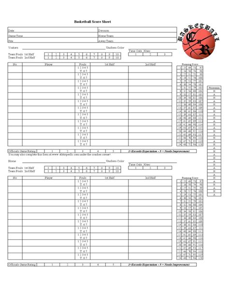 Basketball Score Sheet Example - Edit, Fill, Sign Online | Handypdf